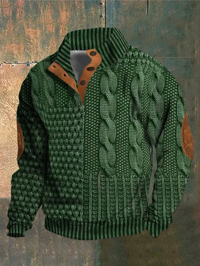 Everette - Cable Knit Patchwork Sweater